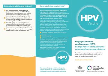 Image of a brochure (in Filipino) providing information about the benefits of the HPV vaccination, Gardasil®9.