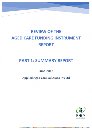 Cover image of the ACFI review part 1 summary report