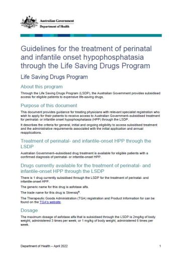 Life Saving Drugs Program resources – Perinatal- and infantile-onset ...