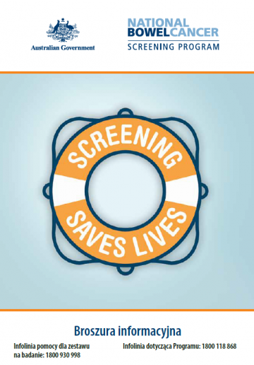Cover image for National Bowel Cancer Screening Program – information booklet in Polish.