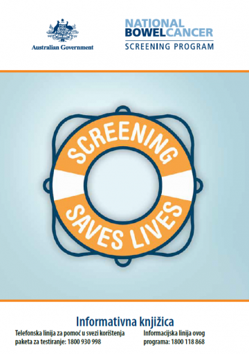 Cover image for National Bowel Cancer Screening Program – information booklet in Croatian.