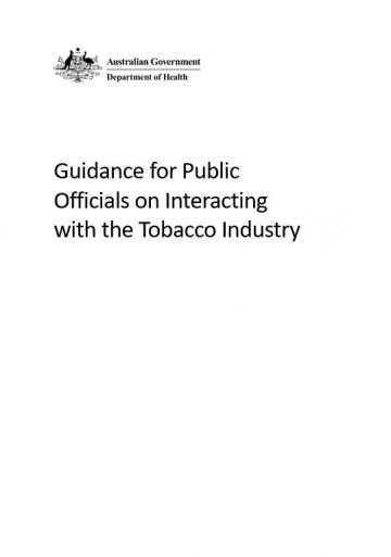 Guidance for public officials on interacting with the Tobacco Industry cover