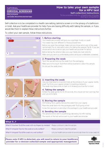 Cover image for National Cervical Screening Program – how to take your own sample for an HPV test