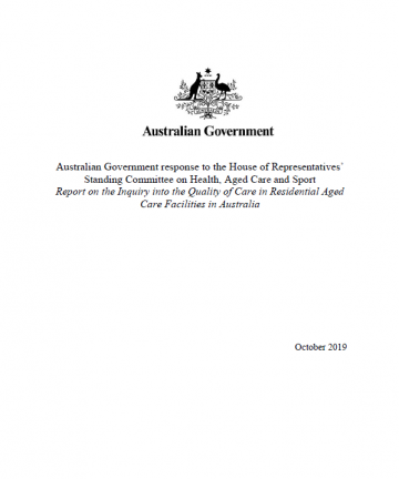 House of Reps Report - Quality of Care in Residential Aged Care Facilities cover image