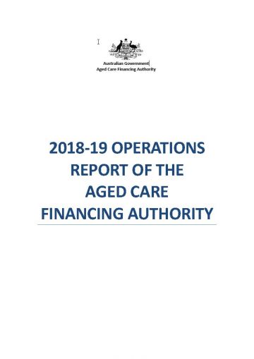 cover image 2018-19 Operations Report of the Aged Care Financing Authority