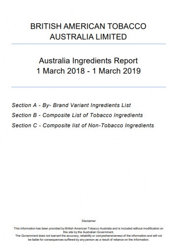 2019 British American Tobacco Australia reports cover