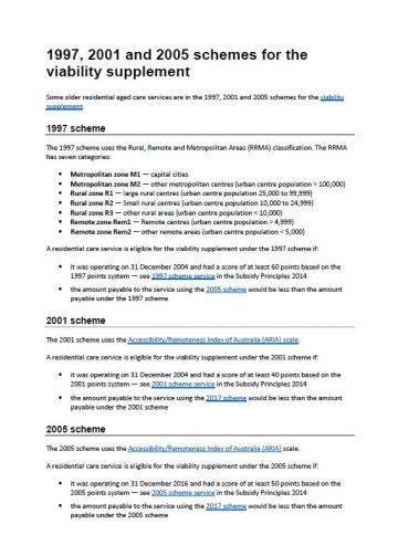 Image - 1997, 2001 and 2005 schemes for the viability supplement (residential aged care)