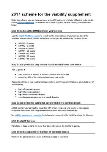Image - 2017 scheme for the viability supplement (residential aged care)