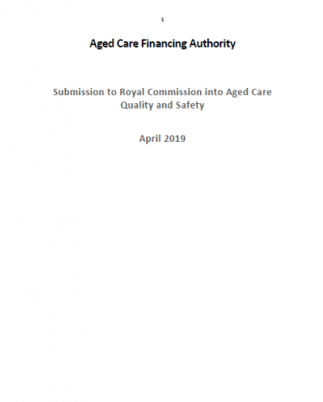 ACFA submission to the Royal Commission into Aged Care Quality and Safety cover