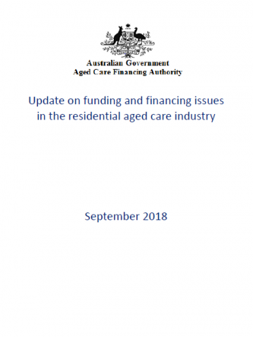 ACFA update on funding and financing issues in the residential aged care industry cover