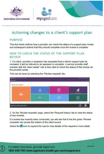 Cover image for Actioning changes to a client’s support plan fact sheet