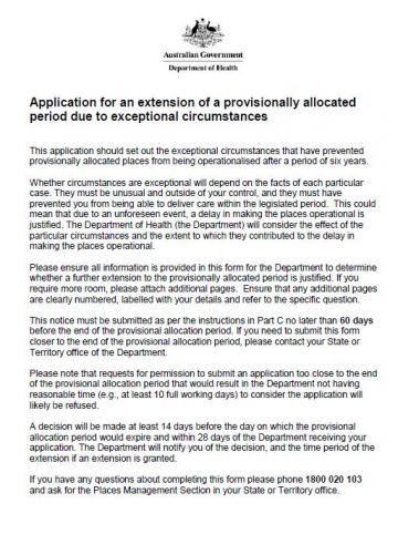 Cover image for Application for an extension of the provisional allocation period due to exceptional circumstances form