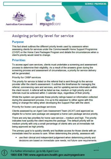 Cover image for Assigning priority level for service fact sheet