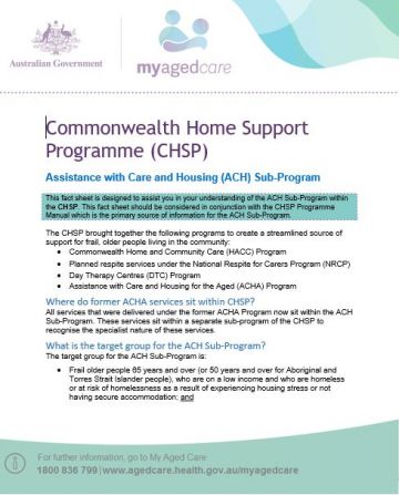 Cover image for Assistance with care and housing fact sheet