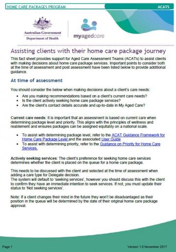Cover image for Assisting clients with their home care package journey