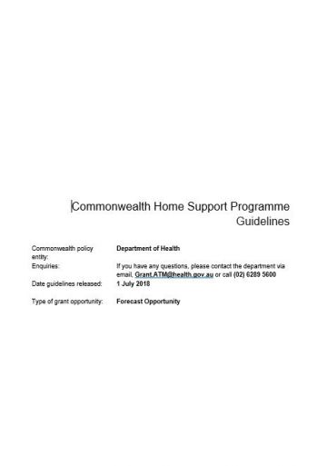 Cover image for CHSP guidelines