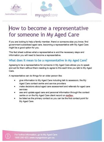 Cover image for How to become a representative for someone in My Aged Care