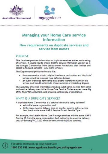 Cover image for Managing your home care services fact sheet