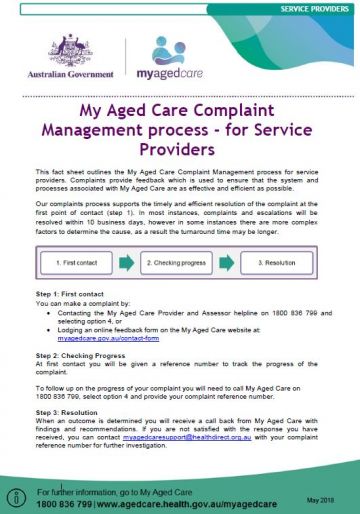 My Aged Care Complaint Management Process For Service Providers 