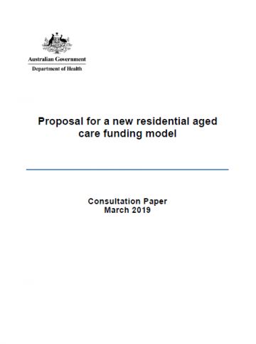 Proposal for a new residential aged care funding model – consultation paper cover