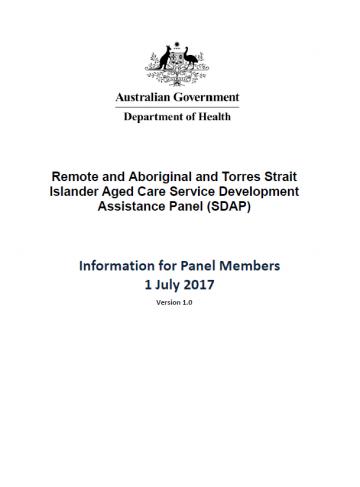 Remote and Aboriginal and Torres Strait Islander Aged Care SDAP panel member booklet cover