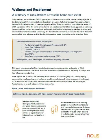 Cover image for Wellness and reablement – a summary of consultations across the home care sector