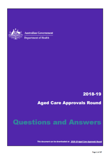2018-19 Aged Care Approvals Round - Question and Answers cover