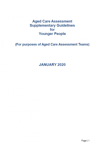 Cover image for Aged Care Assessment Supplementary Guidelines for Younger People
