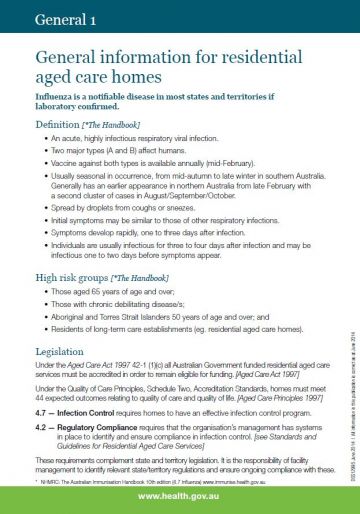 Fact Sheets — Influenza Kit for Residential Aged Care cover image