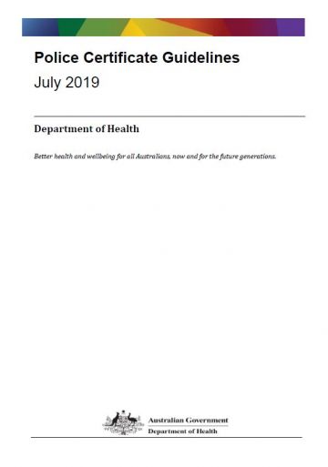 police certificate guidelines for aged care providers australian government department of health