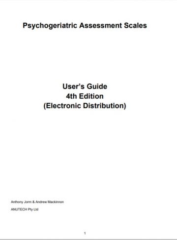 Psychogeriatric Assessment Scales (PAS) User Guide cover