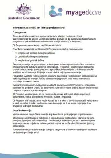 Cover image for Quality Indicators in Residential Aged Care for Clinical and Care Team Croatian