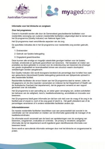 Cover image for Quality Indicators in Residential Aged Care for Clinical and Care Team Dutch