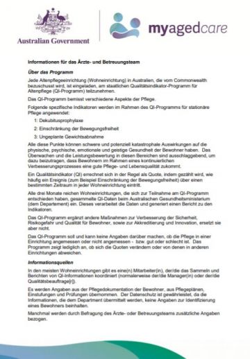 Cover image for Quality Indicators in Residential Aged Care for Clinical and Care Team German