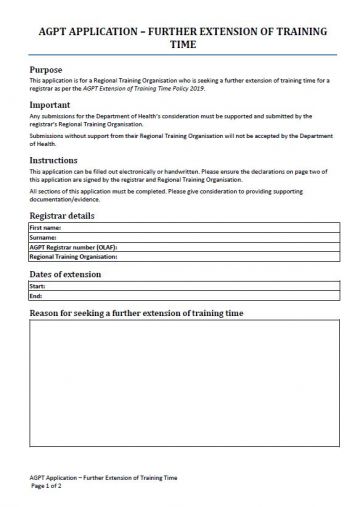 Cover image for AGPT Program Application – Further Extension of Training Time