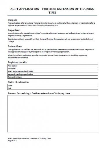 Cover image for AGPT Program Application – Further Extension of Training Time