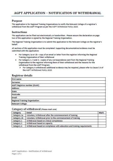Cover image for AGPT Program Application – Notification of Withdrawal
