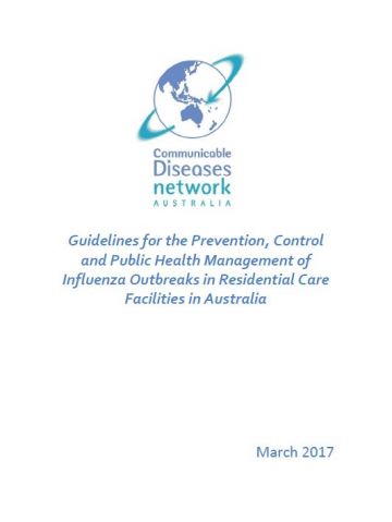 Cover image for CDNA Guidelines for the Prevention, Control and Public Health Management of Influenza Outbreaks in Residential Care Facilities in Australia
