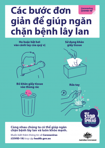 Simple steps to help stop the spread poster in Vietnamese