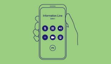 Mobile phone screen showing Information Line phone call