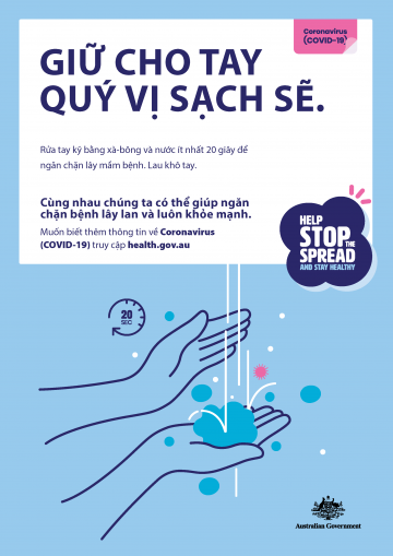 Good hygiene is in your hands poster in Vietnamese