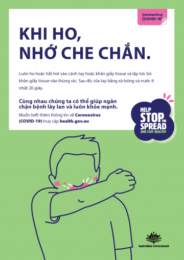 Keep that cough undercover poster in Vietnamese
