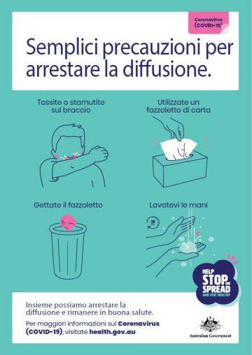 Coronavirus Covid 19 Semplici Precauzioni Per Arrestare La Diffusione Simple Steps To Stop The Spread Australian Government Department Of Health
