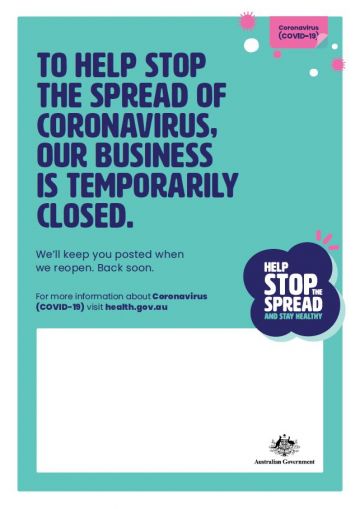 Temporary closure poster for businesses