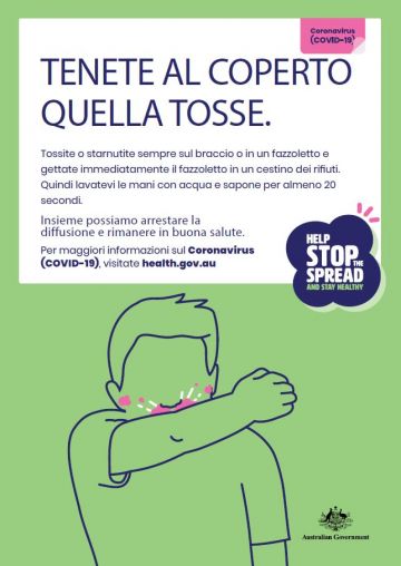 Keep that cough under cover - poster in Italian