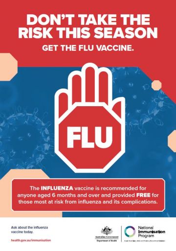 Don’t take the risk this season. Get the flu vaccine – poster