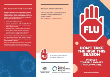 Don’t take the risk this season. Protect yourself and get the flu vaccine – brochure