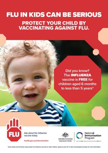 Flu in kids can be serious. Protect your child by vaccinating against flu – poster