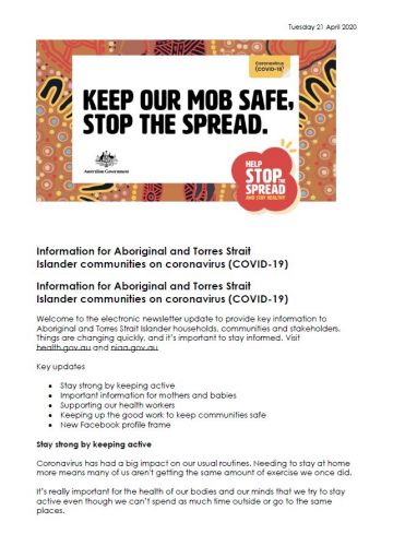 Keep our mob safe, stop the spread.