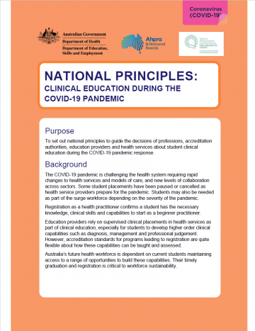 Cover image for National Principles: Clinical Education During the COVID-19 Pandemic